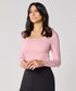 Long Sleeve Salmon Pink Rib Top